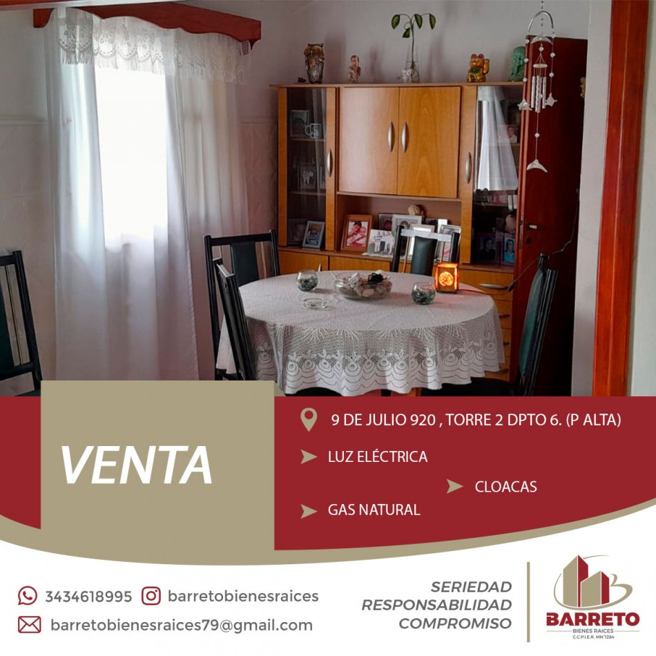 EXCELENTE DEPARTAMENTO EN PLANTA ALTA